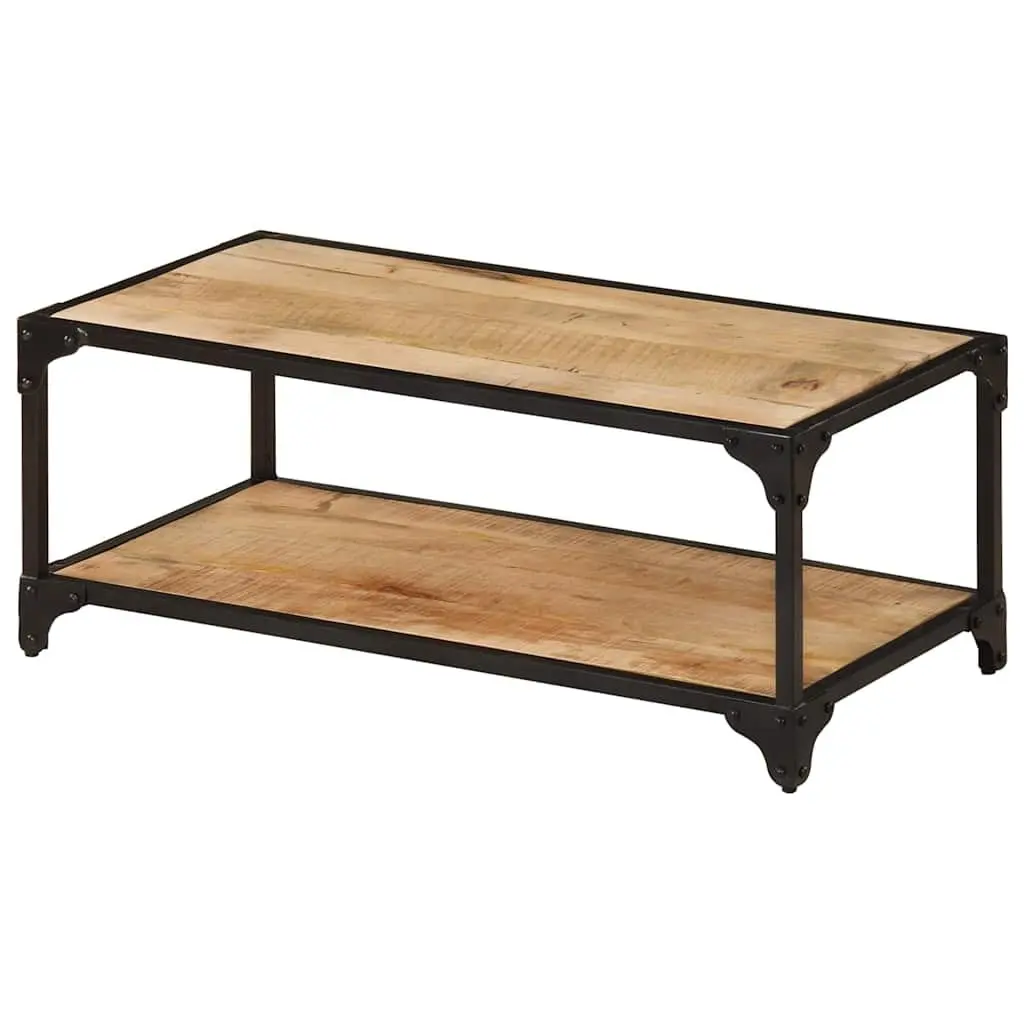 Coffee Table 90x45x35cm Solid Mango Wood Vintage Style with Lower Shelf Brown