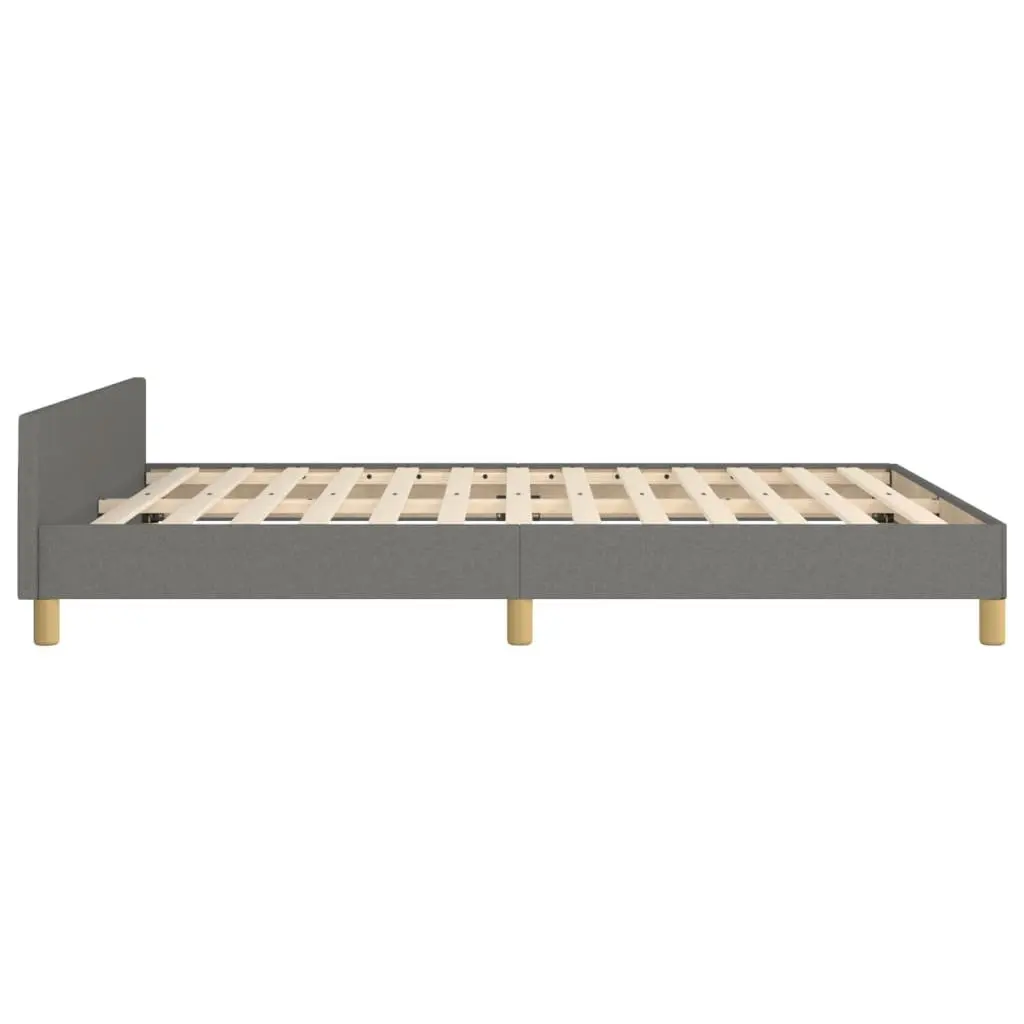 Double Bed Frame 137x187cm Grey Fabric Adjustable Headboard