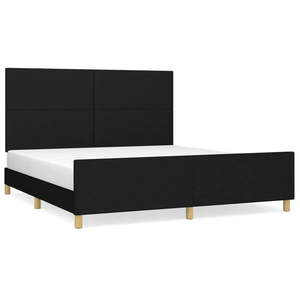 Queen Bed Frame 152x203 cm Black Fabric Adjustable Headboard