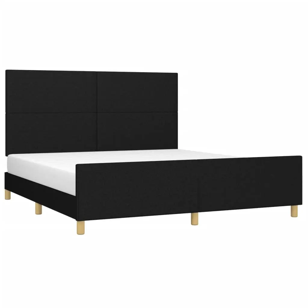 Queen Bed Frame 152x203 cm Black Fabric Adjustable Headboard