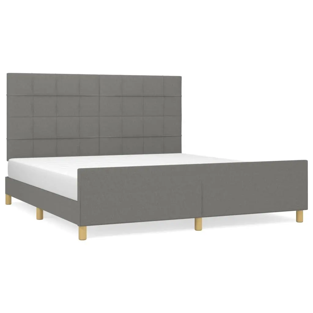 Queen Bed Frame 152x203 cm Grey Fabric Adjustable Height
