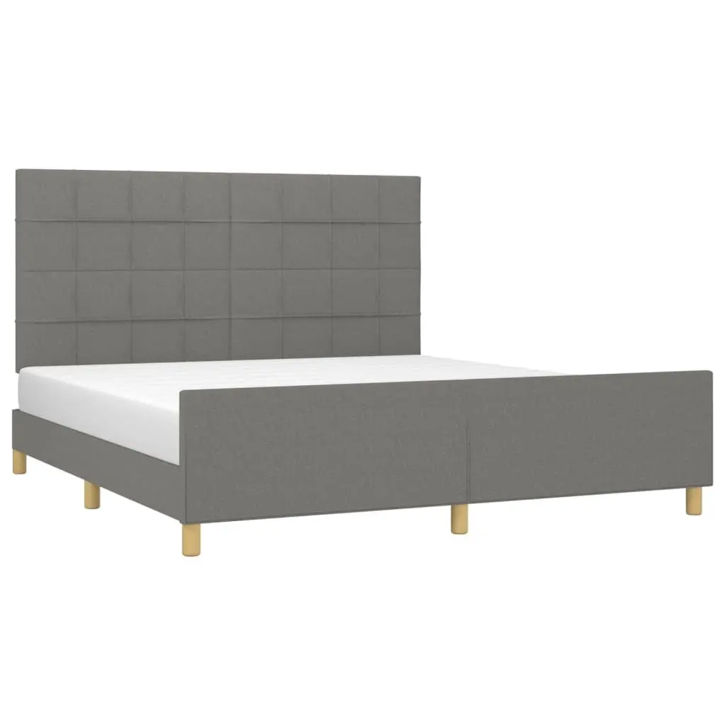 Queen Bed Frame 152x203 cm Grey Fabric Adjustable Height