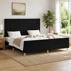 Black Fabric Queen Bed Frame 152x203 cm for Elegant Spaces