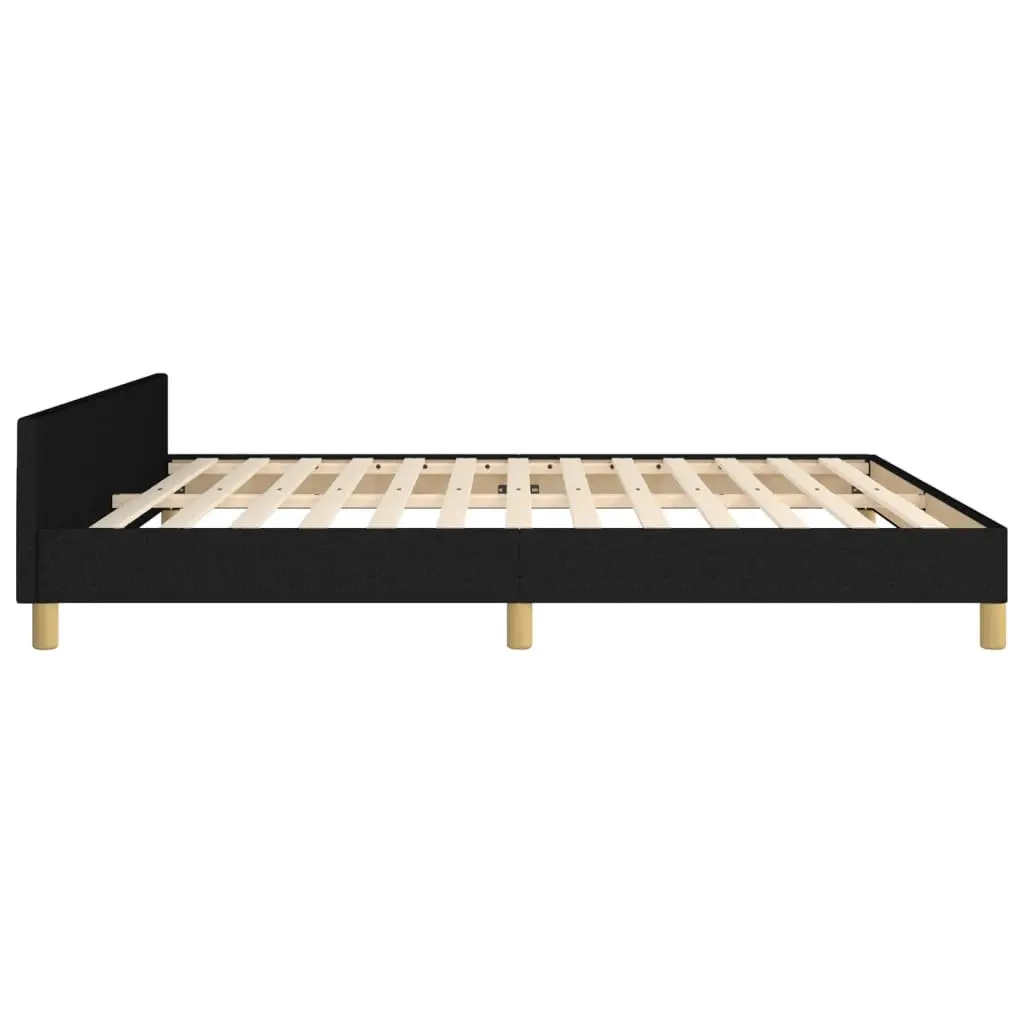 Queen Bed Frame 152x203 cm Black Fabric Upholstery Adjustable Headboard Slat Base