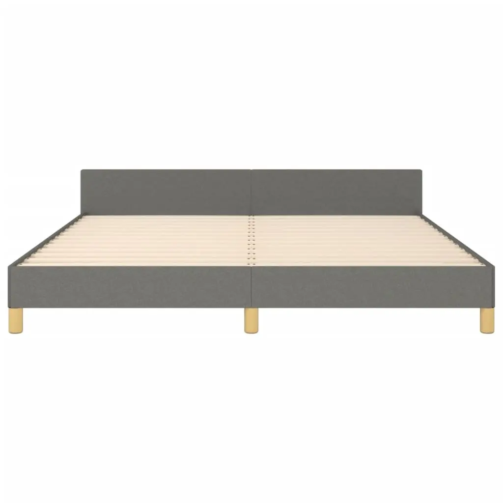 Queen Bed Frame 152x203cm Grey Fabric Headboard Durable Supportive Legs Adjustable Height