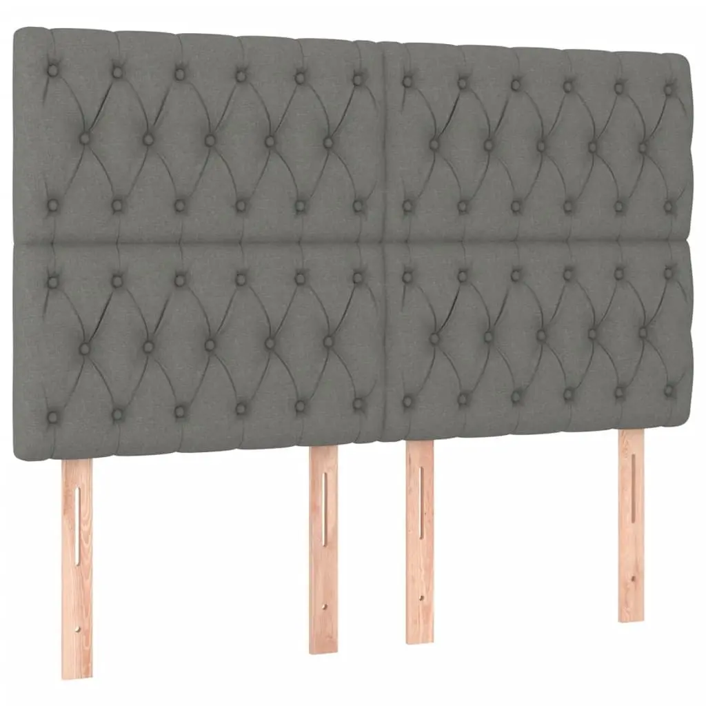 Queen Bed Frame 152x203cm Grey Fabric Headboard Durable Supportive Legs Adjustable Height