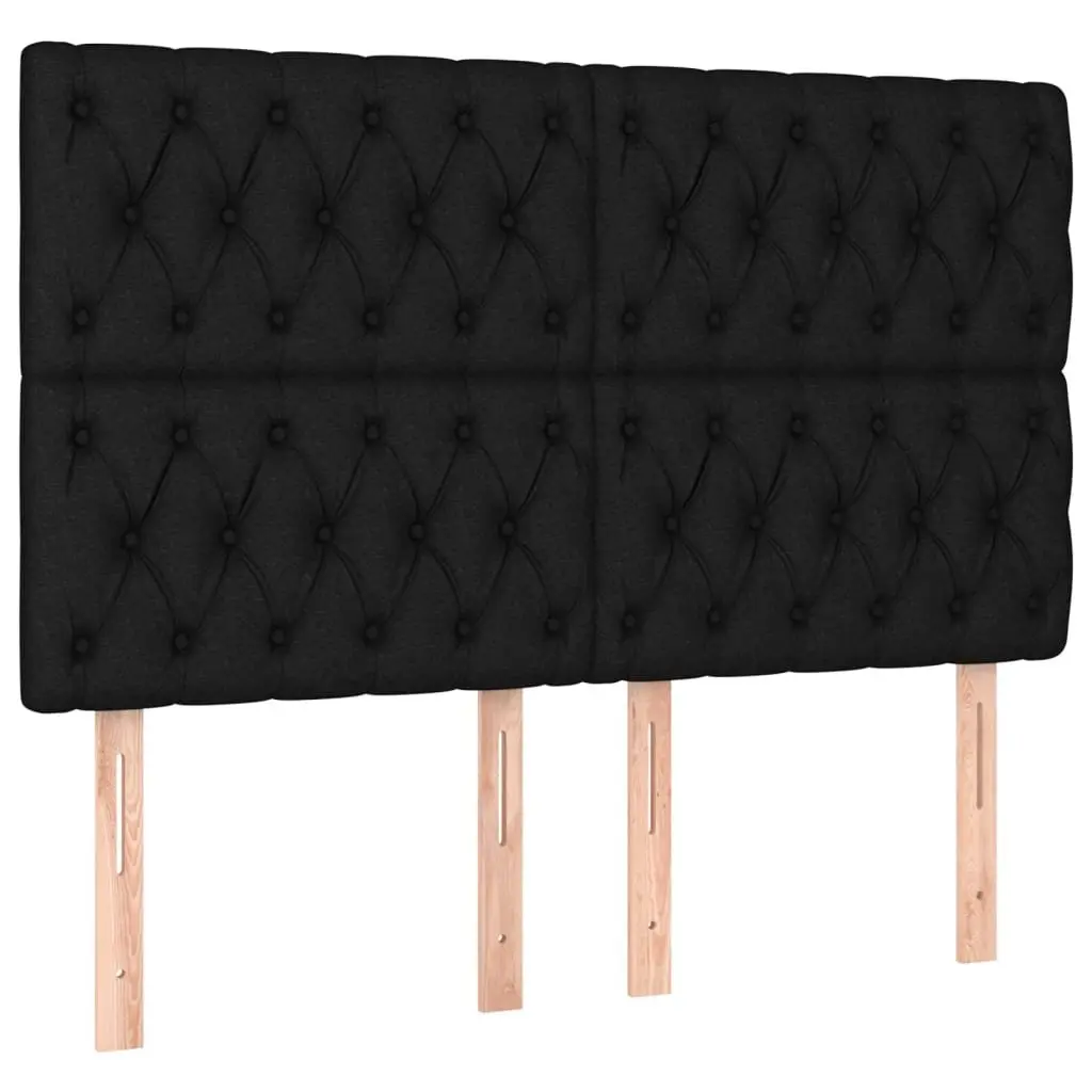Queen Bed Frame with Headboard Black Fabric 152x203 cm Bedroom Furniture