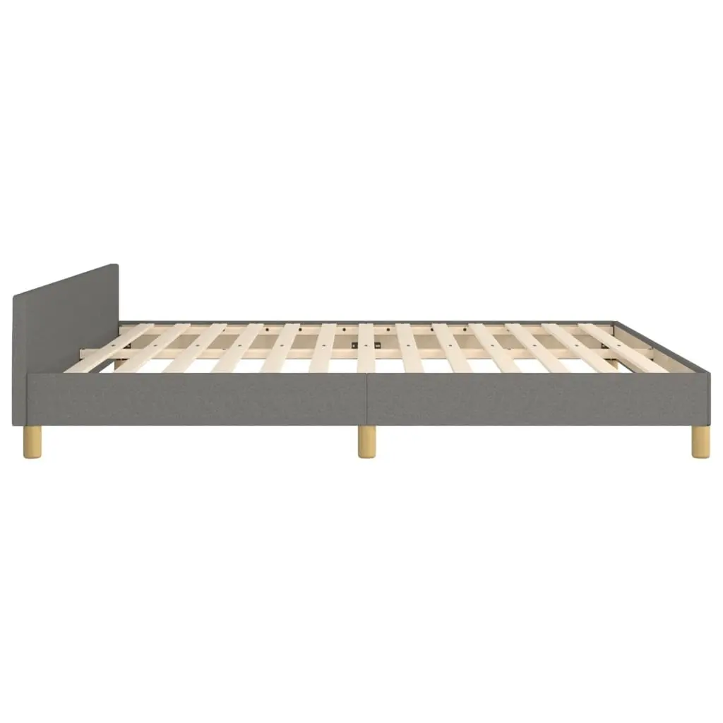 Queen Bed Frame 152x203cm Grey Fabric Upholstery Adjustable Headboard Sturdy Legs