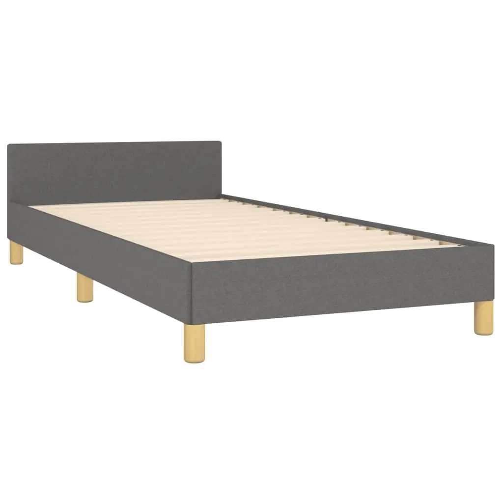 Bed Frame King Single Size Grey Fabric Adjustable Headboard 107x203 cm