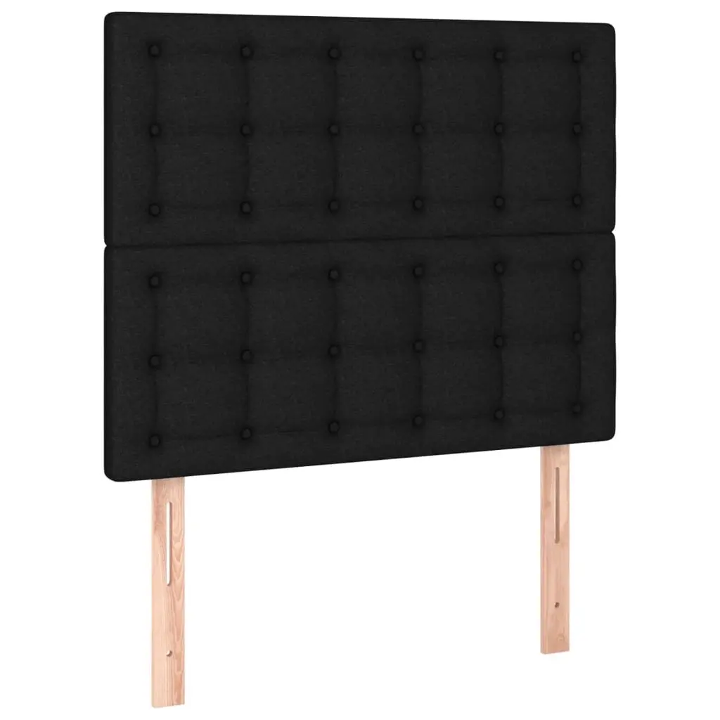 Bed Frame King Single Size 107x203 cm Black Fabric Headboard Adjustable Height Plywood Slats