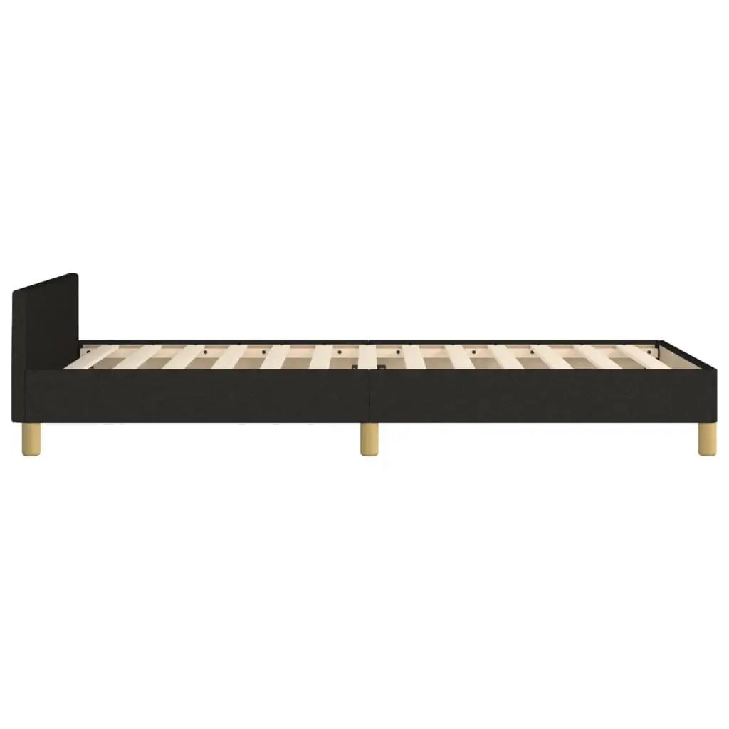 Bed Frame King Single Size 107x203 cm Black Fabric Headboard Adjustable Height Plywood Slats