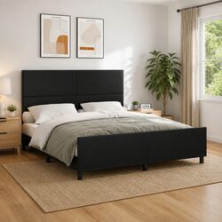 Elegant Black Faux Leather Queen Bed Frame for Your Bedroom