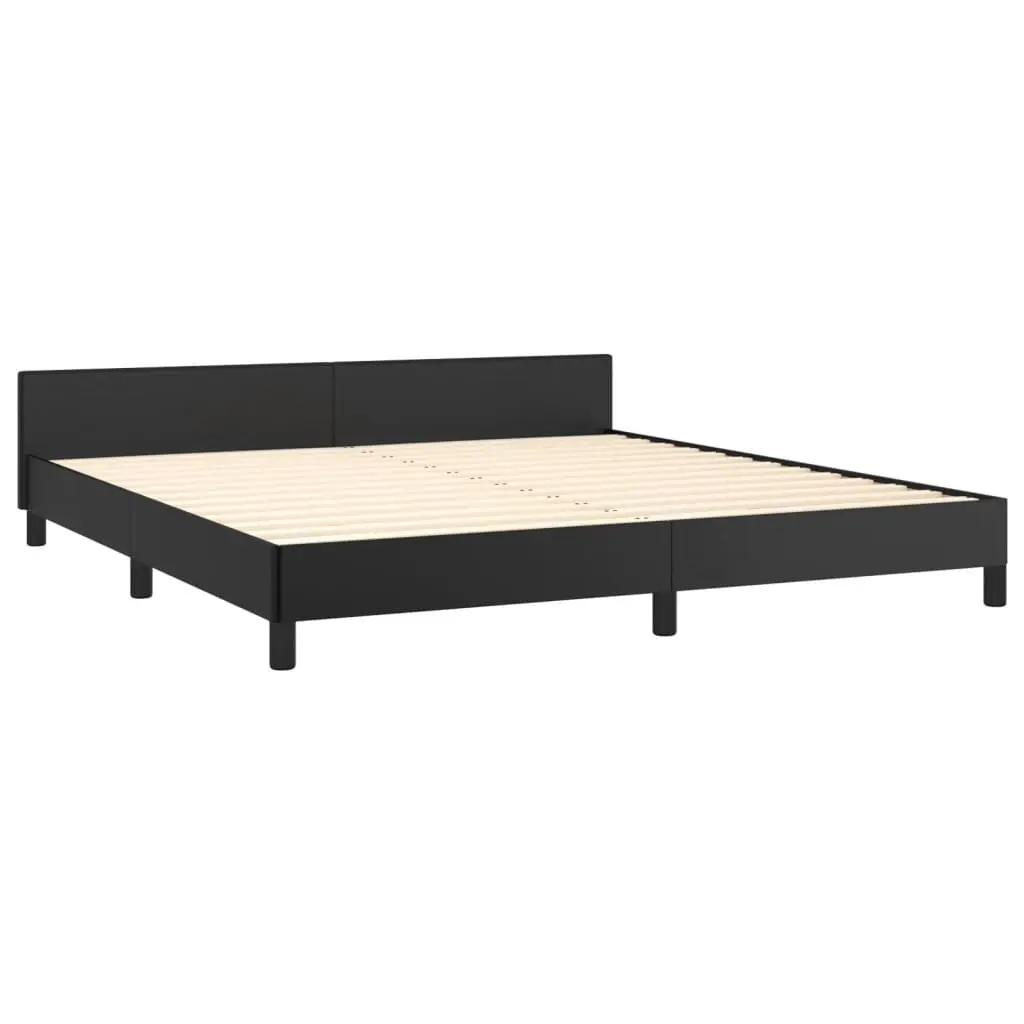 Queen Bed Frame 152x203 cm Black Faux Leather Upholstered Headboard