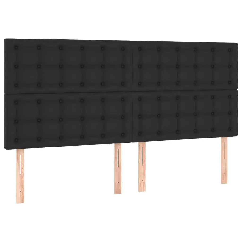 Queen Bed Frame 152x203 cm Black Faux Leather Upholstered Headboard