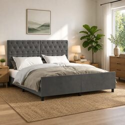 Enhance Your Bedroom with a Dark Grey Velvet Queen Bed Frame