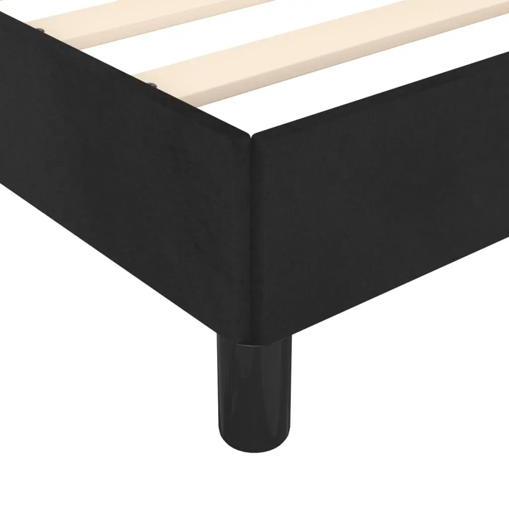 Queen Bed Frame 152x203cm Black Velvet Adjustable Height Headboard Sturdy Legs Plywood Slats
