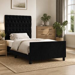 Elevate Your Space with a King Single Bed Frame in Black Velvet