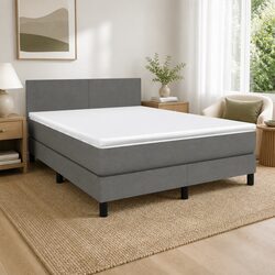 Queen Size Box Spring Bed with Pocket Spring Mattress Grey Fabric Headboard
