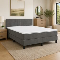 Stylish Queen Box Spring Bed with Adjustable Headboard and Pocket Spring Mattress