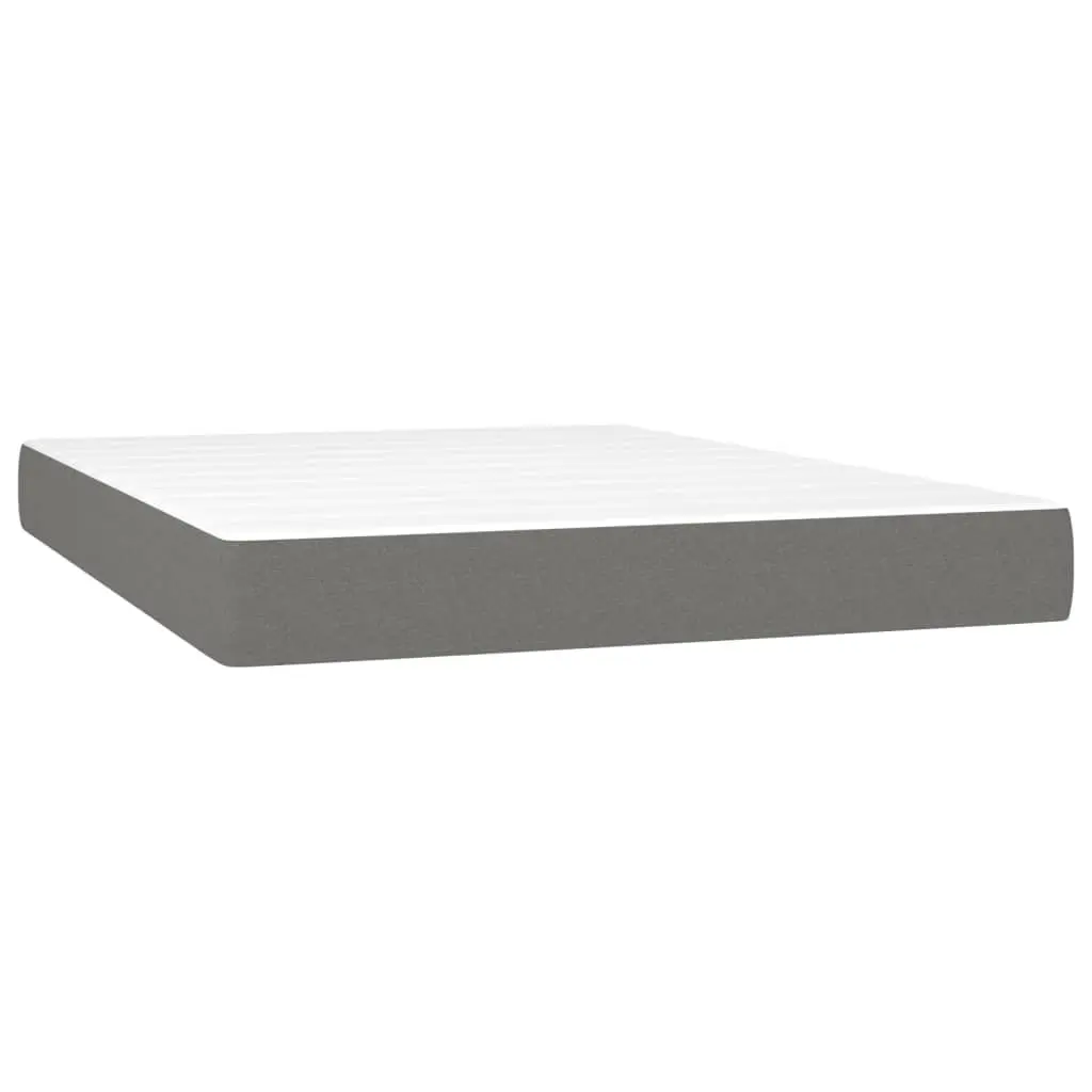 Queen Size Bed Frame with Adjustable Headboard Pocket Spring Mattress Dark Grey Velvet 153x203cm