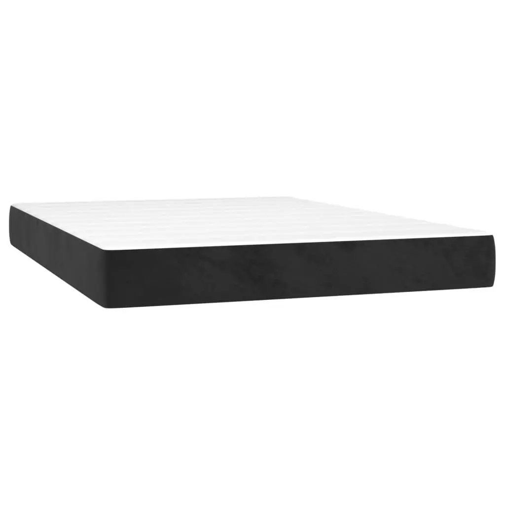 Queen Size Box Spring Bed with Pocket Spring Mattress Adjustable Headboard Black Velvet 153x203cm