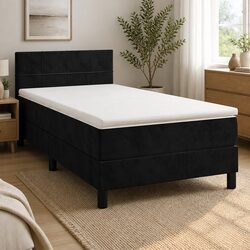 Stylish King Single Bed with Adjustable Velvet Headboard