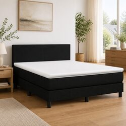 Elegant Queen Bed with LED Headboard and Pocket Mattress Black 152x203cm