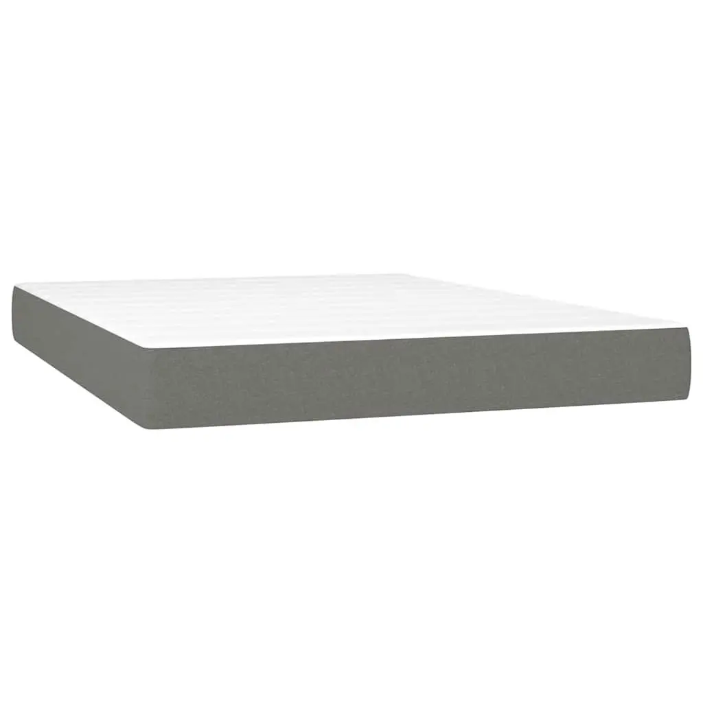 Queen Size Box Spring Bed with Adjustable Fabric Headboard Pocket Spring Mattress Grey