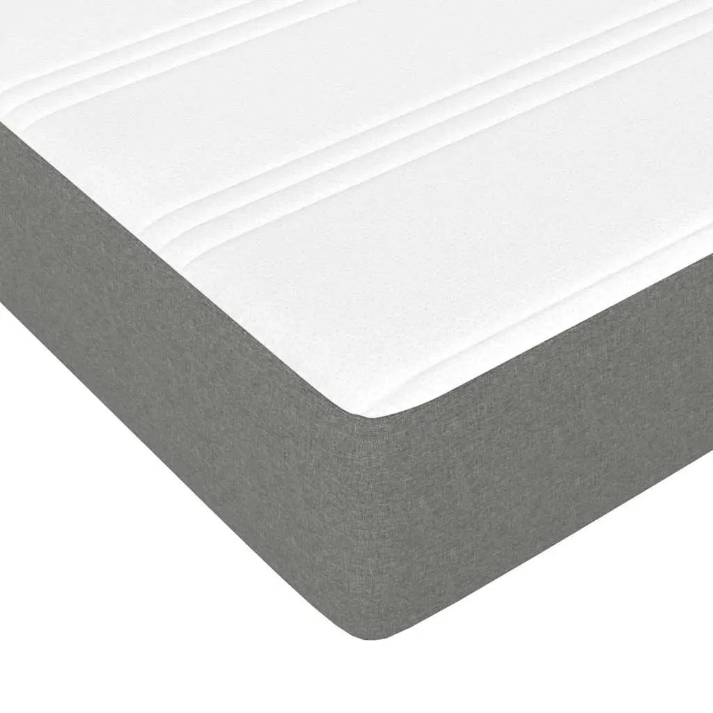 Queen Size Bed with Pocket Spring Mattress Adjustable LED Headboard Grey Fabric