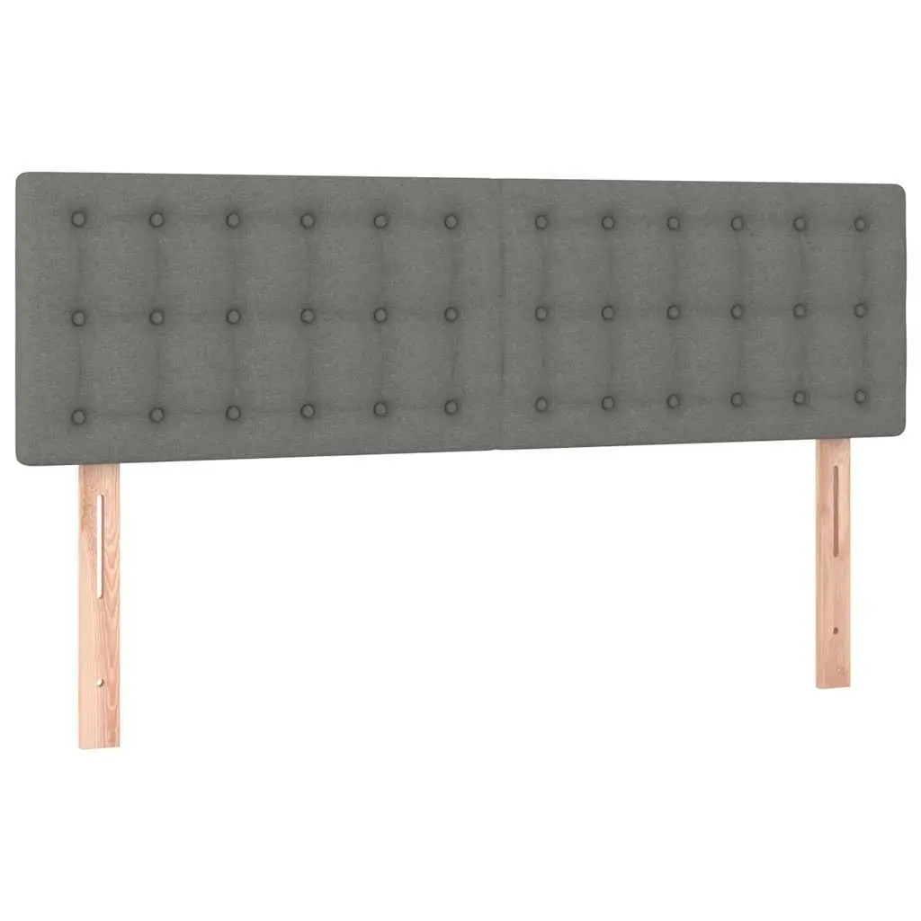 Queen Size Bed with Adjustable Headboard Pocket Spring Mattress Grey Fabric and LED Lighting