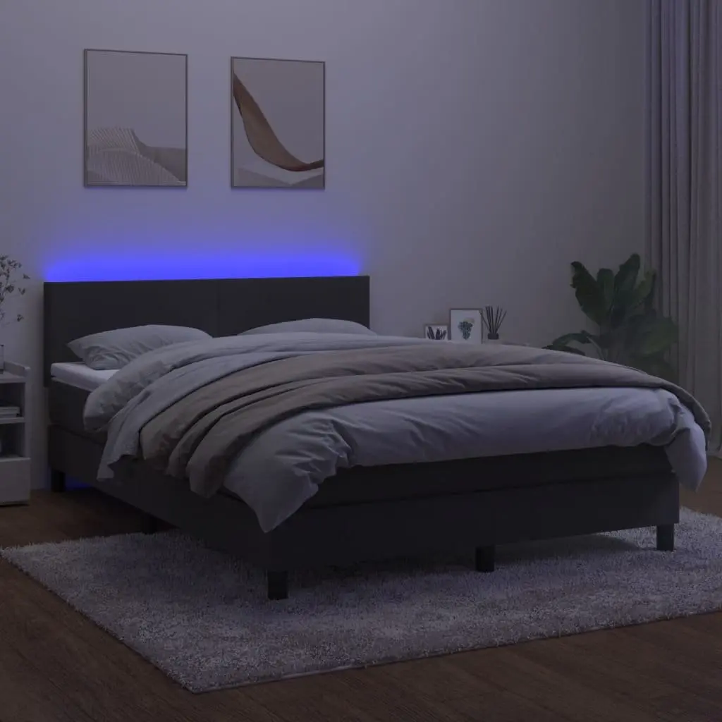Queen Size Bed Frame with Adjustable Headboard Pocket Spring Mattress Dark Grey Velvet Upholstery