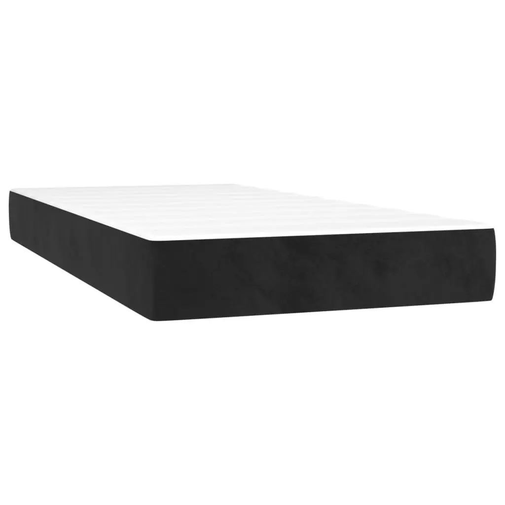 Box Spring Bed King Single 106x203cm with Pocket Spring Mattress and Adjustable Headboard Black Velvet
