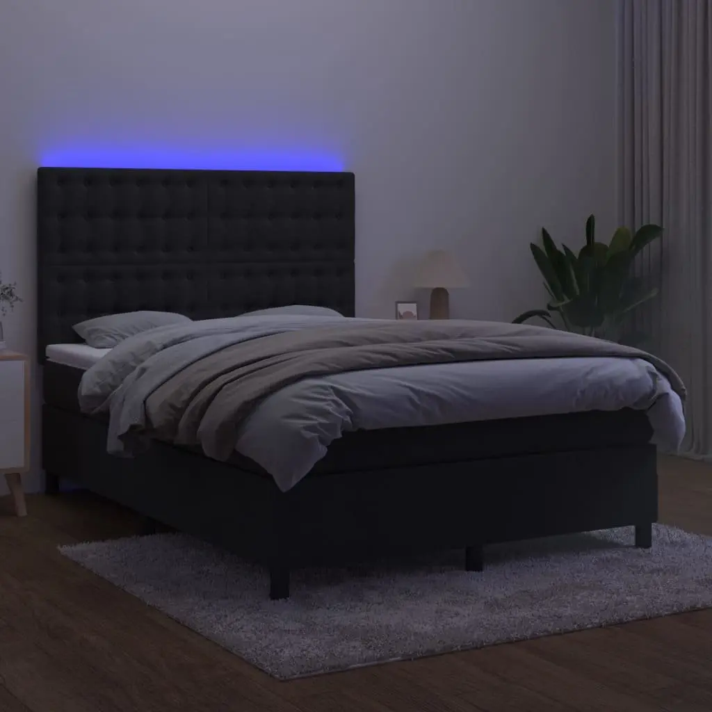 Queen Size Bed Frame with Adjustable Headboard Pocket Spring Mattress Black Velvet