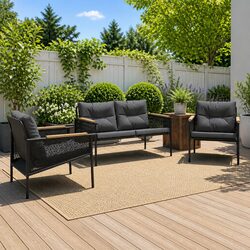 Charming 3 Piece Outdoor Patio Furniture Set in Black
