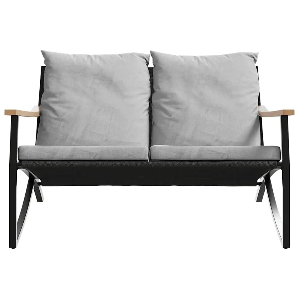Balcony Furniture Set 5 Piece Cushioned Black Steel Outdoor Patio with Sturdy Tabletop