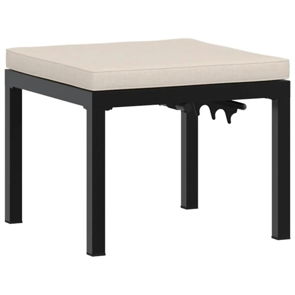Outdoor Garden Bench Set 3 Pieces with Cushions Adjustable Seat Black Steel Frame