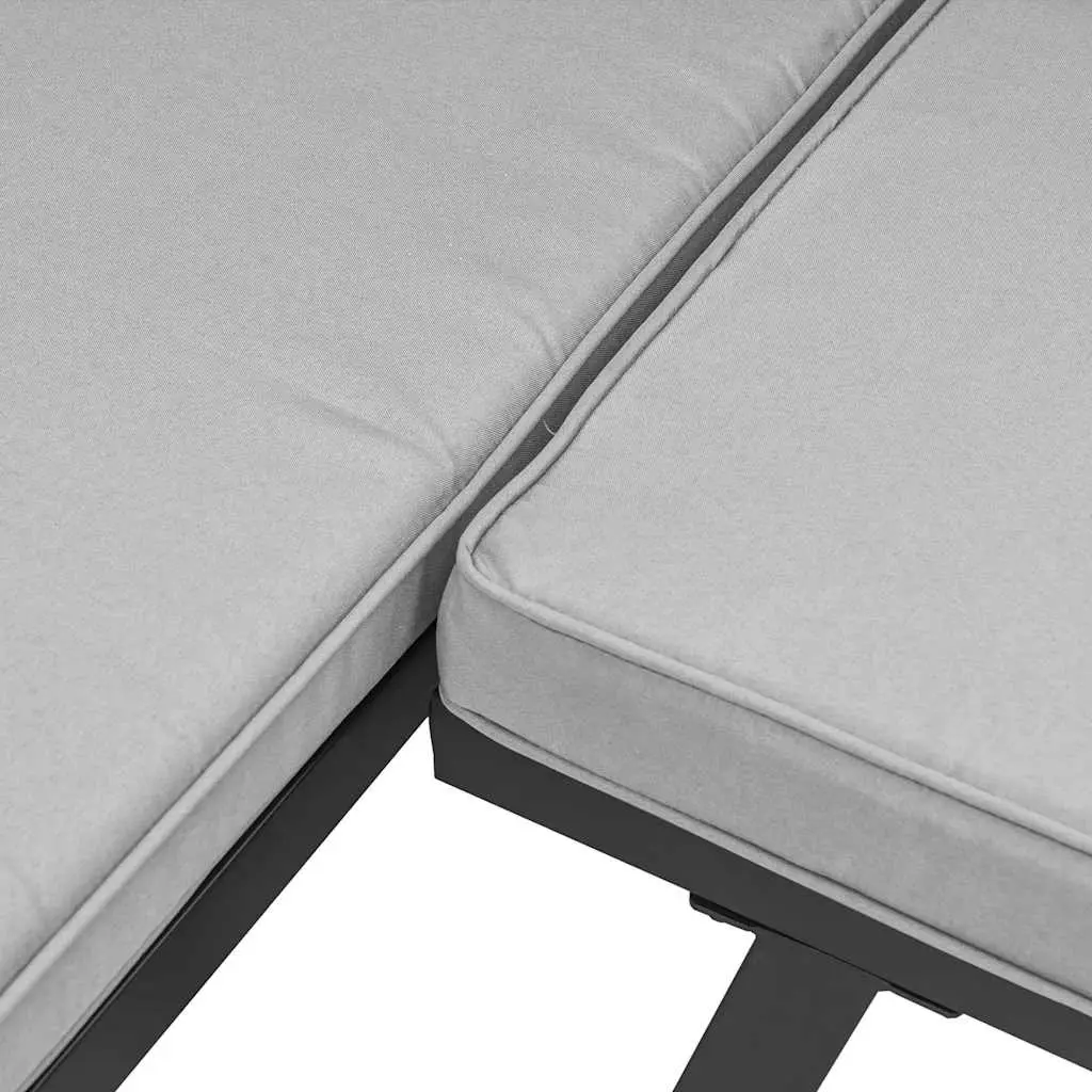 Garden Bench Set 3 Piece Outdoor Furniture Black Steel Frame with Cushions