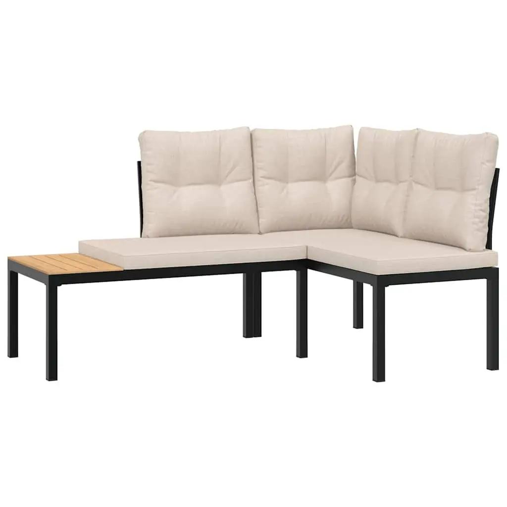 Garden Bench Set 3 Pieces Cushioned Steel Frame Outdoor Patio Furniture