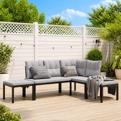 4 Piece Garden Sofa Set Outdoor Furniture with Cushions Light Grey Patio Seating
