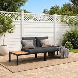 Garden Sofa Set 2 Piece Black Modular Furniture for Outdoor Relaxation