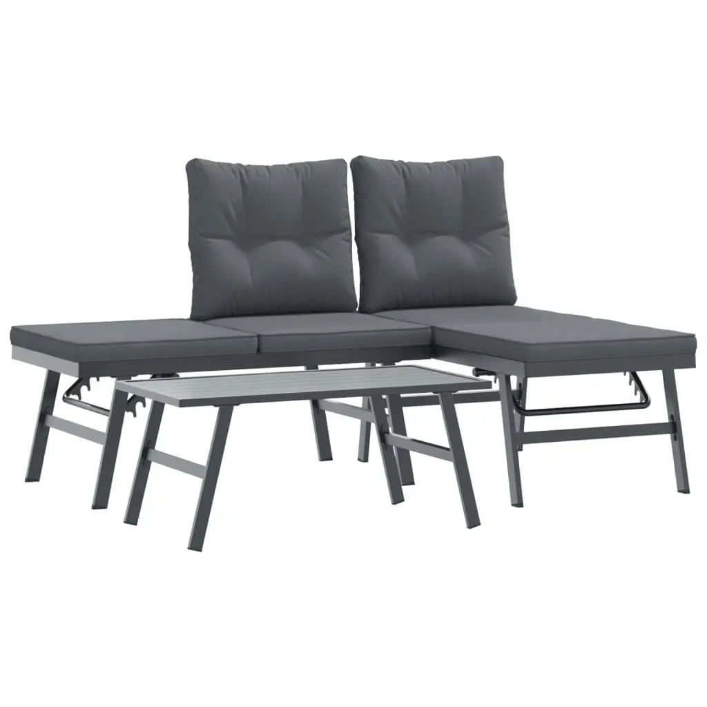 3 Piece Garden Bench Set Adjustable Lounger Outdoor Patio Furniture