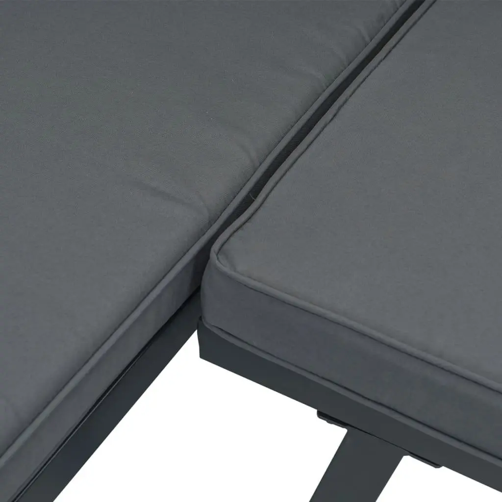 Outdoor Garden Benches Set 4 Piece Black Steel Frame Cushioned Patio Seating