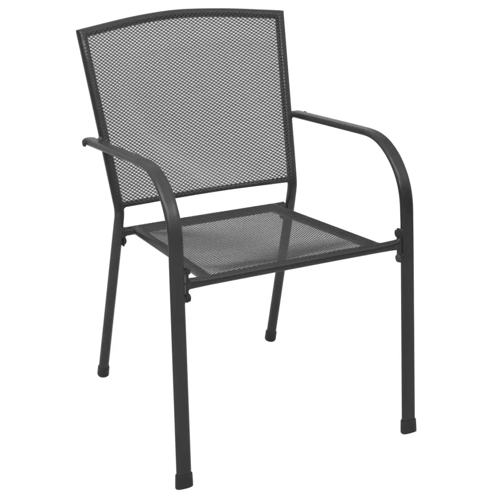 Stackable Garden Chair Set 7 Piece Outdoor Dining Bistro Chairs Mesh Table