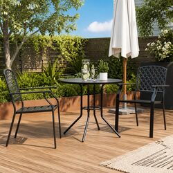 Stackable Garden Chair Set 3 Piece Anthracite Outdoor Bistro Dining Chairs with