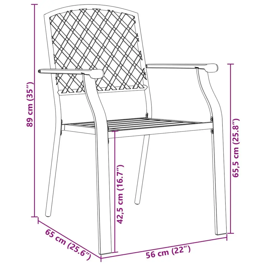 Stackable Garden Chair Set 3 Piece Anthracite Bistro Style Seating with Backrests and Mesh Tabletop