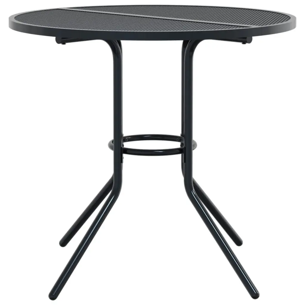 Stackable Garden Chair Set 3 Piece Anthracite Bistro Style Seating with Backrests and Mesh Tabletop