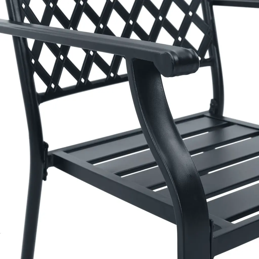 Stackable Garden Chair Set 3 Piece Anthracite Bistro Style Seating with Backrests and Mesh Tabletop