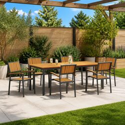 Stacking Chair 6 Pcs Brown Outdoor Garden Seating Solid Wood 56x57x87cm