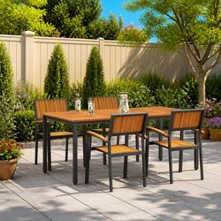 Garden Dining Set 5 Piece Outdoor Table Chairs Black Wood Patio Furniture
