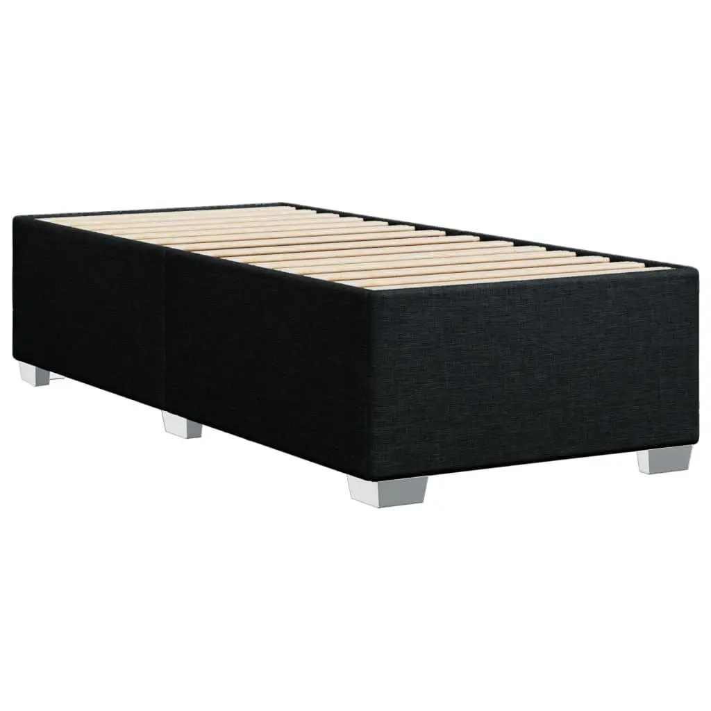 Bed Frame 90x190 cm Black Fabric Upholstered Slatted Base Support